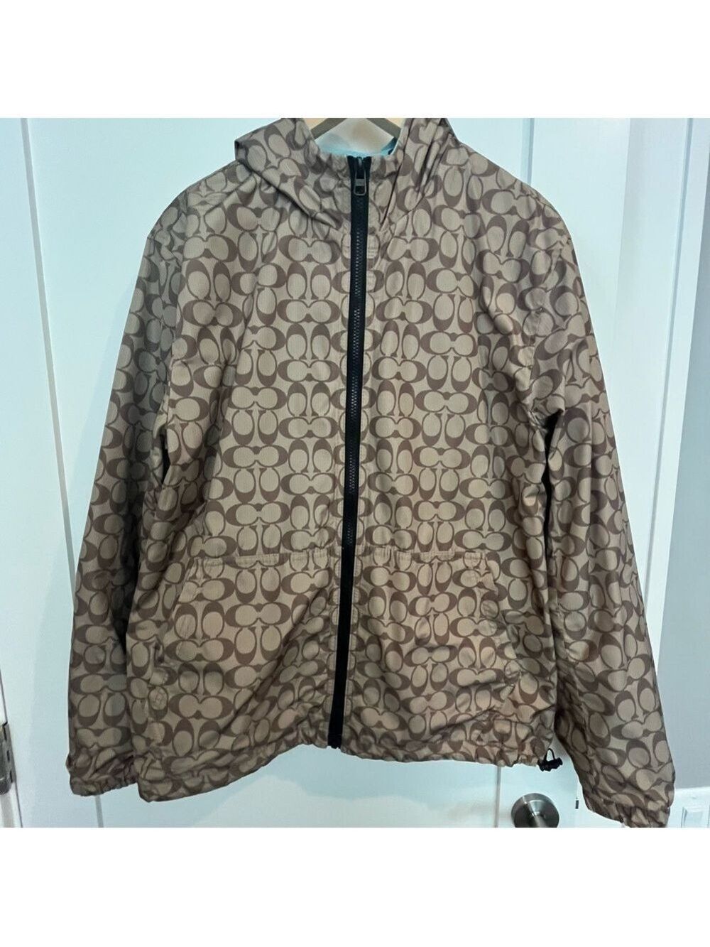 Coach Reversible Signature C Windbreaker Hooded Jacket XXL